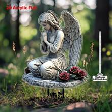 2D Flat Praying Angel Garden Stake - Durable Acrylic Outdoor Decor, Religious Theme, Waterproof Acrylic Suitable For Outdoor Spaces, Flower Beds And Thanksgiving Decoration, 2D Flat