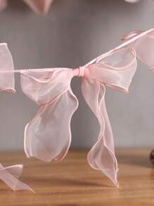 Pink Ribbon Wreath, Lightweight Bow Hanging Decor, Suitable For Spring, Weddings, Parties, Mother's Day, Romantic Home, Room, Garden, Wedding, Household Decorations