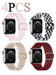 4 件/套编织弹力尼龙运动单圈表带，兼容 表带、Fitbit Versa 2 1、Galaxy Watch、Fitbit Versa，20 毫米 22 毫米 38 毫米 40 毫米 41 毫米 42 毫米 44 毫米 45 毫米 46 毫米 49 毫米，男女通用，尼龙弹性表带，兼容 Series 10 9 8 7 6 SE 5 4 3 2 1 Ultra Ultra，可作为返校学生的礼物 - 彩色 - 查看 1