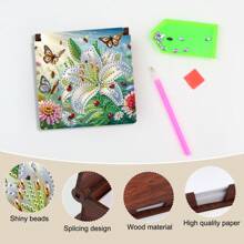 1pc DIY Diamond Painting Note Holder Wooden Memo Box For Desk – Special Shaped Rhinestones, Flower & Animal Patterns, Includes 160 Sticky Notes, Handmade Memo Holder For Office, Home, School, Crafts & Holiday Gifts