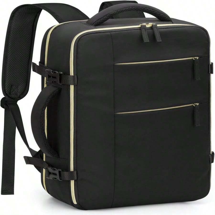 Capolo Travel Backpack For Women Men Waterproof Laptop Backpack Airlines Approved Carry On Backpack Bag Computer Bookbag For Business, Work, Traveling Fits 15.6 Inch Laptop(Beige), School Backpack - Deep Black - View 1