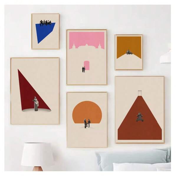 1pc Frameless Abstract Classic Color Geometry Movie TV Scene Posters Vintage Canvas Art Painting Wall Arts Modern Minimalism Living Room Bedroom Dormitory Study Bar Coffee Shop Room Decor, Home Decor, Wall Decor Ideal Gift For Friends