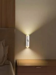 Rechargeable White Magnetic LED Motion Sensor Wall Sconce, Adjustable 3 Colours Variable Light, Dusk To Dawn, Living Room, Bedroom, Hallway, Closet, Cabinet - USB/Battery Powered, Modern White Ambient Design