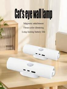 Rechargeable White Magnetic LED Motion Sensor Wall Sconce, Adjustable 3 Colours Variable Light, Dusk To Dawn, Living Room, Bedroom, Hallway, Closet, Cabinet - USB/Battery Powered, Modern White Ambient Design