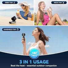 Portable Handheld Turbo Fan, 5 Gear Wind, Battery Operated, Up To 12 Working Hours, 3 IN 1 Hand Fan With Air Turbo Tech Cooling Fan For Outdoor Activities, Travel, Beach (Black)