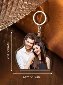 1pc Customized Couple Photo Keychain, Personalized Acrylic Photo Keychain, Unique Customized Couple Photo Gift, Anniversary Gift, Ideal Customized Gift