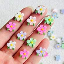 48 Stück lebendige bunt 3D-Harz Blumen und Blatt Dekorationen, glänzende charmante Multifunktions-Basteldekorationen für Scrapbooking, Hochzeiten, Schleifen, Heimdekoration, DIY-Haarspangen, Stirnbänder, Handyhüllen, Schmuckfassungen