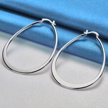 1 Pair Of 925 Pure Silver - Oval Pressed U-Shaped Ears - Hypoallergenic - Perfect For Casual Attire And Gifts - Perfect Jewelry - Mother's Day Gift