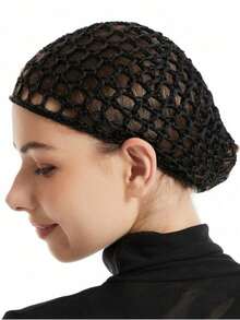 Thick Mesh Hair Nets For Adults - Black Breathable Night Caps, Unisex Crochet Hair Protector For Daily Use & Styling (Simple Fitted Design),Back To School,Travel Holiday Essentials,Hair Accessories For Women - Multicolor - View 14