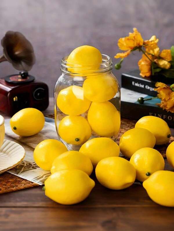 12 piezas de limones artificiales, limones amarillos de simulación de 3 pulgadas para decoración del hogar, plato de frutas, recipiente, cocina, restaurante, mesa, gabinete, fiesta, decoración realista de limones falsos para reuniones y ocasiones especiales, hogar, cocina, boda, fiesta, fotografía, prop, decoración, regalos de cumpleaños, decoración en el centro de la mesa
