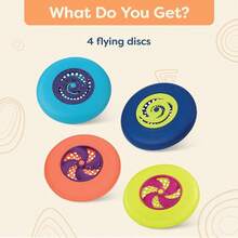 b. Toys – Juguete de Discos Voladores – 4 Frisbees Coloridos – Juguete para Jugar afuera - Juegos para niños – Set de Discos voladores para Jugar en el Parque o la Playa – 4 años + - 4 frisbees - Ver 6