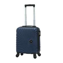 18 英寸可扩展硬壳万向轮登机行李箱，ABS 材质，欧洲品牌，法国设计，可放置在座椅下方，容量大，静音轮子，安全锁，防水，耐用，1 年保修，旅行必需品，节日必备，优雅，时尚基本款，轻便，舒适，家庭旅行，特殊礼物，顶级单品，春夏亮色，男女通用，经济型航空手提包登机箱 - 海軍藍 - 查看 4