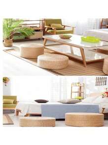 Cojín de meditación tejido de paja, esterilla de yoga extra gruesa Zafu como cojín de piso para ceremonia de té, meditación, oración, decoración del hogar