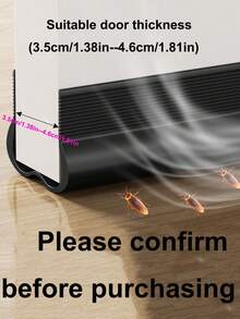 1pc Soundproof, Windproof, Dustproof, Water-Resistant Door Bottom Seal Strip, Self-Adhesive Bedroom Silent Gap Filler (Suitable For 3.5cm/1.38in - 4.6cm/1.81in Thick Doors, Please Confirm Before Purchase) - Multicolor - View 1