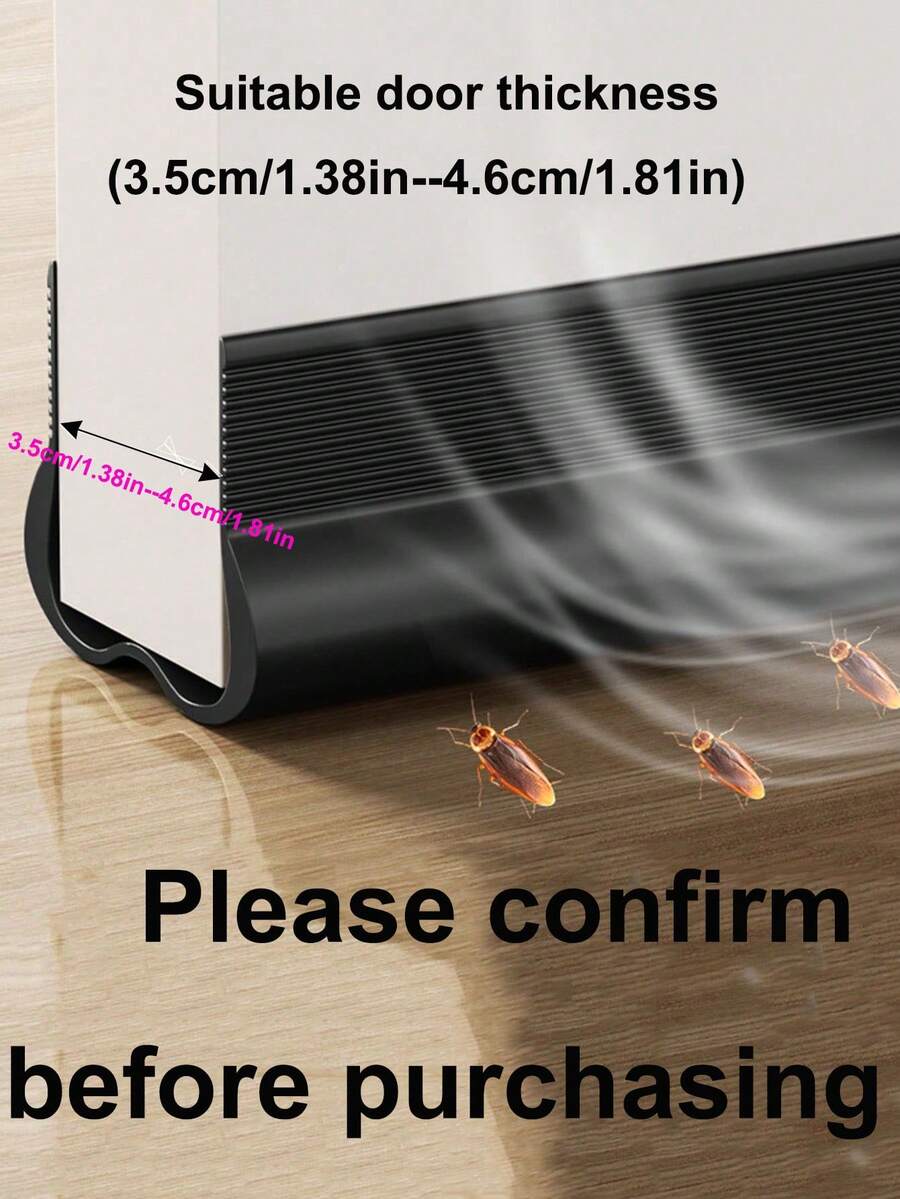 1pc Soundproof, Windproof, Dustproof, Water-Resistant Door Bottom Seal Strip, Self-Adhesive Bedroom Silent Gap Filler (Suitable For 3.5cm/1.38in - 4.6cm/1.81in Thick Doors, Please Confirm Before Purchase) - Multicolor - View 1