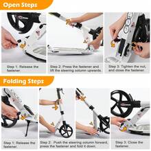 Kick Scooter, 200mm Big Wheels Scooter For Adults With Disc Brakes, Adult Scooters With Carry Strap And Double Shock Absorption, Foldable Scooters - White - View 5