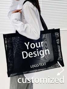 Túi tote lưới và túi đựng mỹ phẩm tùy chỉnh, thiết kế riêng của bạn, cá nhân hóa (Tên, Logo, Văn bản), túi nữ gấp gọn dung tích lớn, túi xách nhẹ và thời trang, túi đeo vai, túi mua sắm thông thường, túi tote, túi quà tặng cổ điển, có thể tùy chỉnh, phù hợp cho đám cưới, sinh nhật, kỳ nghỉ biển, sử dụng cá nhân hoặc làm quà tặng cho bạn bè, mẹ, giáo viên, ngày Valentine, túi thời trang cho nữ, túi cá nhân hóa, quà tặng ngày của mẹ - màu đen - Xem 17