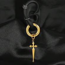 1 件装新款十字时尚耳挂重量器适用于拉伸耳朵量规简约不锈钢拉伸套装身体饰品女士