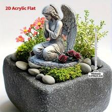 2D Flat Praying Angel Garden Stake - Durable Acrylic Outdoor Decor, Religious Theme, Waterproof Acrylic Suitable For Outdoor Spaces, Flower Beds And Thanksgiving Decoration, 2D Flat