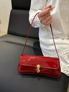 Women's Retro Faux Leather Flap Decor Underarm Shoulder Bag, Suitable For Dates, Outings, Parties And Other Occasions - Red - View 2