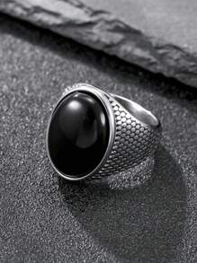 Men's Stainless Steel Chunky Ring Bohemian Jewelry Onyx Ring Vintage Style For Everyday Wear Fashion Men's Summer Jewelry