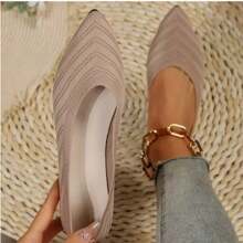 Flache Schuhe mit spitzer Spitze für Damen, einfarbig, gestrickt, zum Reinschlüpfen, lässig, atmungsaktiv, Ballerinas, flache Schuhe, Halbschuhe für Damen