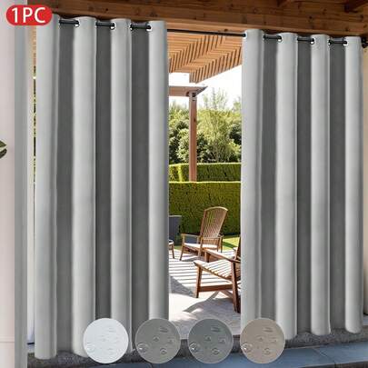 1pc Solid Color Waterproof & Blackout Window Curtain, Modern Simple Heat Insulation Curtain Suitable For Outdoor, Bedroom, Living Room Decoration Gifts Birthday Graduation