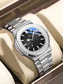 Đồng hồ nam cao cấp bằng thép không gỉ 306 - Kim dạ quang, chống nước 30M, chức năng hiển thị ngày | Phụ kiện công sở cao cấp, thích hợp làm quà tặng Ngày Valentine, Ngày của Cha, sinh nhật hoặc tốt nghiệp. - Bạc - Xem 6