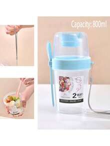 1 件 3 合 1 多功能沙拉杯 - 可用作便携式午餐盒、沙拉搅拌机、沙拉容器、食品盒、饮料杯、减肥餐盒、带叉子的牛奶杯便携式水果蔬菜零食杯，适用于早餐、酸奶、减肥、圣诞礼物和生日礼物 - 彩色 - 查看 11