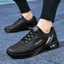 Men's Cushioned Sneakers - Shock-Absorbing Non-Slip Casual Sports Shoes, With Breathable Fabric Lining And Durable Polyurethane Sole, Suitable For Running, Tennis And Training - All-Season Comfort, Casual Wear, Fashionable Shoe Design, Stylish Striped Shoes