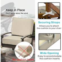 Local Delivery- Outdoor Cushion Slipcovers Waterproof 4 Pack Patio Chair Seat Cushion Covers With Zipper And Tie, 22 X 20 X 4 Inch, Replacement Cover Only - Khaki - View 4