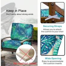 Local Delivery- Outdoor Cushion Slipcovers Waterproof 4 Pack Patio Chair Seat Cushion Covers With Zipper And Tie, 22 X 20 X 4 Inch, Replacement Cover Only - Tropical Leaf - View 4