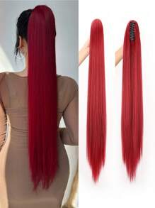 Synthetic Long Straight Ponytails Extension Hair32Inch Claw Clip On Ponytail Hair Heat Resistant Pony Tail Hair Piece For Women