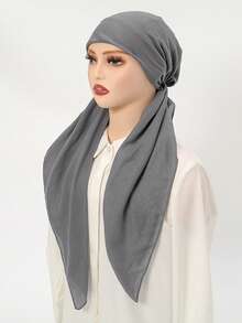 1条女士时尚纯色弹力头巾，休闲百搭简约针织头巾，透气吸汗，适合日常佩戴。 - 棉麻鬆緊頭巾帽 - 查看 22