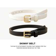 4 Pack Women Belts Jeans Dress Thin Waist Belt Ladies With Gold 0.55 Width, 2025 Style - D_黑色+米色+棕色+白色 - 查看 11
