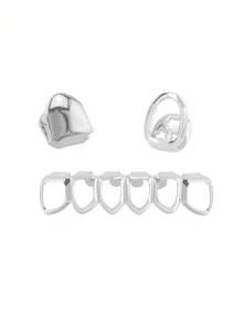 1 Set Perhiasan Gigi Hip Hop Kombinasi Matte Solid & Full Hollow, Dapat Disesuaikan Sendiri, Hadiah Dekorasi Pesta/Festival untuk Wanita, Properti Panggung Lucu - MultiWarna - View 9