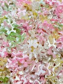 100Pcs Viral Bowknot Nail Charms - Pearl-Iridescent Woven Ribbon Bows With Hypoallergenic Resin Base, Flat-Back Embellishments For Press-On Nail Art Nail Supplies Nails Nail Gems - Multicolor - View 10