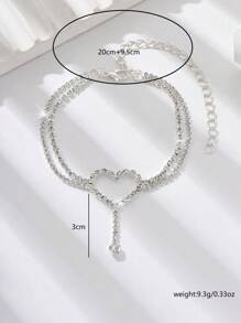 1PC Women's Simple And Premium Copper Inlaid Rhinestones Love Foot Chain Bracelet Accessories Wedding Party Fashion Jewelry