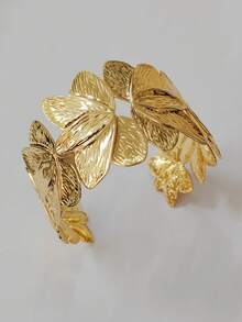 Gold Flower Openable Bangle Bracelet, Women's Jewelry Accessory - Flower Bangle - View 12