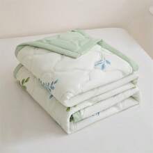 1 件套多色活性印花夏季被子，时尚拉绒被缝线，轻质空调毯，适用于家庭、卧室、客厅、汽车、户外 - 綠色 - 查看 6