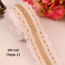 Vintage Lace Ribbon, 2 M/Pc, Lace Decorative Craft Edging, Used For Clothing, Gift Wrapping, DIY Handicrafts, Shoes And Hats Decoration, Wedding Dress Decoration Lace & Coarse Burlap Napkin Rings For Diy Wedding, Christmas, Thanksgiving, Birthday, Party Decorations (Classic Style),Christmas