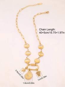 1 pièce Collier pendentif en acier inoxydable avec charme de conque, étoile de mer, tortue océanique et coquillage creux. Design mode. Collier chaîne pour femmes, bijoux