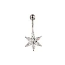 Stainless Steel Heart CZ Gem Belly Button Ring, Body Piercing Jewelry