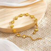 1pc Stainless Steel Shell Wave-Shaped Gold-Plated Minimalist Beach Resort Bracelet