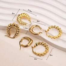 1 paire/3 paires de boucles d'oreilles en acier inoxydable pour femmes, design minimaliste, inaltérable, convient au marché transfrontalier UE/États-Unis