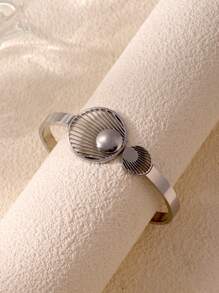 1 pieza de pulsera ovalada de acero inoxidable de lujo ligero y elegante, abierta, joyería representativa elegante y de moda, apta para uso diario y como regalo para fiestas