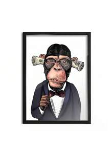 1/3Pcs, Optional Frame, Monkey Canvas Wall Art Deco, Classic, Modern Styles - Animal Theme Ink Art Prints - Indoor & Outdoor Use, Home Office, Living Room, Bedroom, Bathroom, Restaurant Decor - Spring & Summer Seasonal