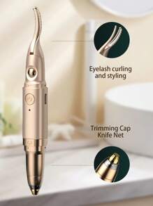 2-in-1 verwarmde wimperkruller en wenkbrauwtrimmer voor vrouwen, elektrische wimperkruller met 2 temperatuurstanden, anti-verbranding, USB-oplaadbare verwarmde wimperkruller, perfect kerstcadeau voor vrouwen