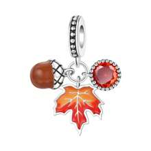 1 Stück silberplattierter Charm Liebeselement Ahornblatt Herz Anhänger Charm für Original Armband Halskette DIY Schmuckherstellung, passend als Geschenk für Frauen zum Geburtstag