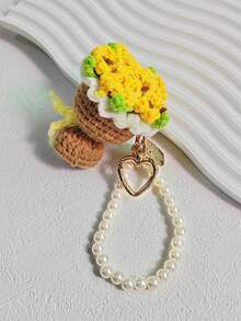 1个情人节迷你针织钩编玫瑰花束钥匙扣，逼真DIY针织花束，适合毕业、婚礼宾客、送给闺蜜、女友、周年纪念、情人节、婚礼钥匙扣、背包装饰，可爱纺织学校汽车配件，哥特风Y2K包包配件挂绳带证件套，汽车配件包饰，圣诞礼物，汽车配件，教师姐妹礼物创意 - 金色 - 查看 14